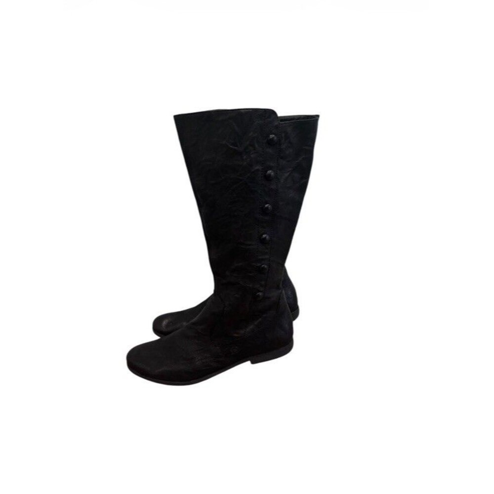 Born Martika Black Leather Riding Boots Button Detail Size 8.5